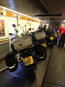 On the train, ready to go through the Euro Tunnel.