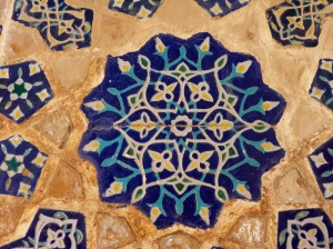 Ceramic tiles inside Ulugh-Beg madrasah, Registan, Samarkand, Uzbekistan
