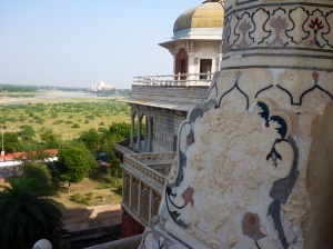 Muassaman Burj tower, where Shaha Jahan was banished to after being deposed by his son, and could see the resting place of his beloved wife in the Taj Mahal, Agra, India