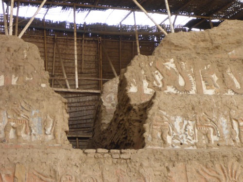 Huaca de la Luna, visible is part of the forth layer wall inside.