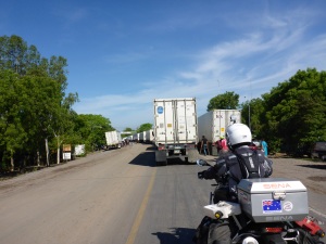 Approaching the Nicaragua-Honduras border post