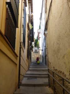 Typical Granada street - steep and narrow